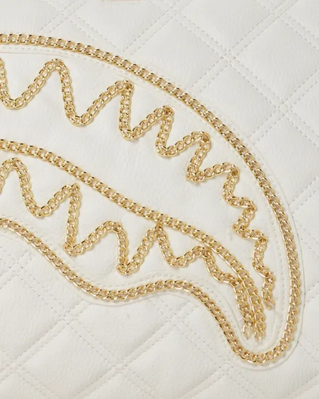 DUFFLES>SPRAYGROUND RIVIERA LE BLANC GOLD CHAIN SHARK DUFFLE