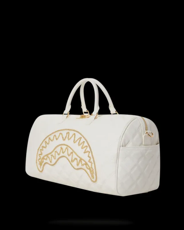 DUFFLES>SPRAYGROUND RIVIERA LE BLANC GOLD CHAIN SHARK DUFFLE