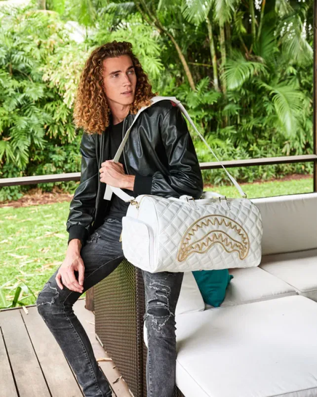DUFFLES>SPRAYGROUND RIVIERA LE BLANC GOLD CHAIN SHARK DUFFLE