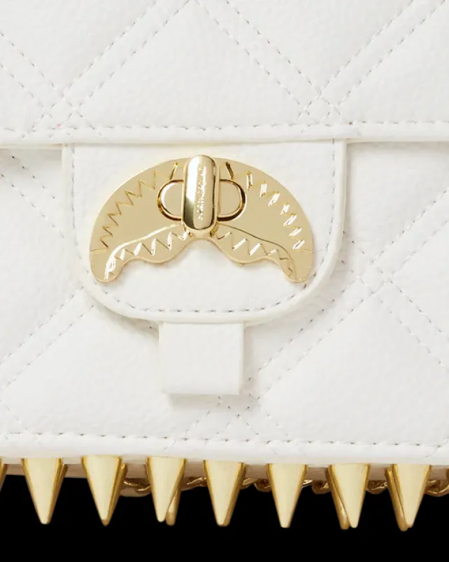 HANDBAGS>SPRAYGROUND RIVIERA LE BLANC GOLD CHAIN SHARK HANDBAG