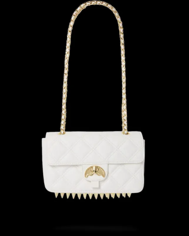 HANDBAGS>SPRAYGROUND RIVIERA LE BLANC GOLD CHAIN SHARK HANDBAG