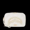 TOILETRIES AKA MONEY BAGS>SPRAYGROUND RIVIERA LE BLANC GOLD CHAIN SHARK TOILETRY BAG