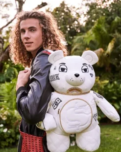 TEDDY BEAR BACKPACKS|BACKPACKS>SPRAYGROUND RIVIERA LE BLANC GOLD CHAIN MONEYBEAR TEDDYBEAR BACKPACK