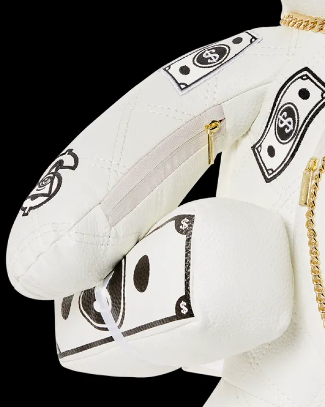 TEDDY BEAR BACKPACKS|BACKPACKS>SPRAYGROUND RIVIERA LE BLANC GOLD CHAIN MONEYBEAR TEDDYBEAR BACKPACK