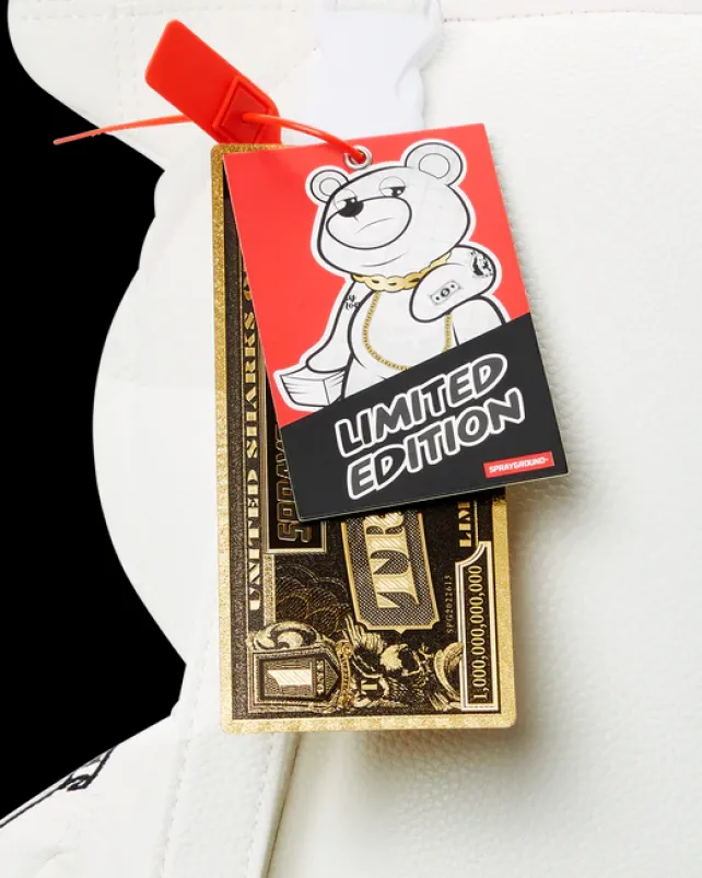 TEDDY BEAR BACKPACKS|BACKPACKS>SPRAYGROUND RIVIERA LE BLANC GOLD CHAIN MONEYBEAR TEDDYBEAR BACKPACK