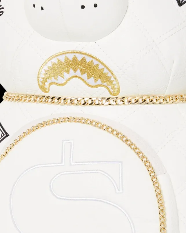 TEDDY BEAR BACKPACKS|BACKPACKS>SPRAYGROUND RIVIERA LE BLANC GOLD CHAIN MONEYBEAR TEDDYBEAR BACKPACK