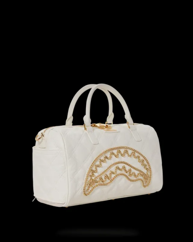 DUFFLES>SPRAYGROUND RIVIERA LE BLANC GOLD CHAIN SHARK MINI DUFFLE