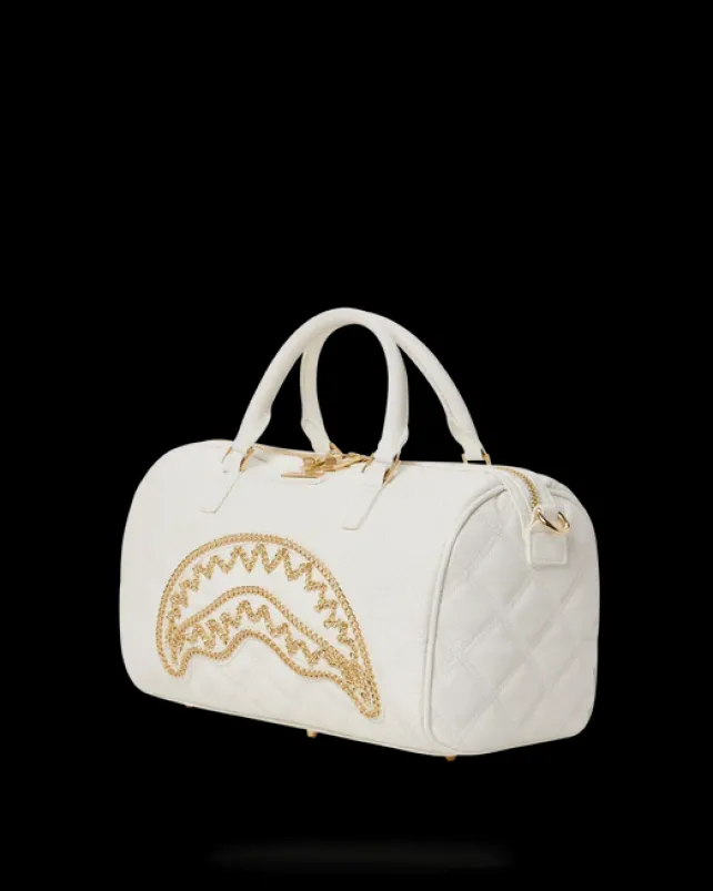 DUFFLES>SPRAYGROUND RIVIERA LE BLANC GOLD CHAIN SHARK MINI DUFFLE