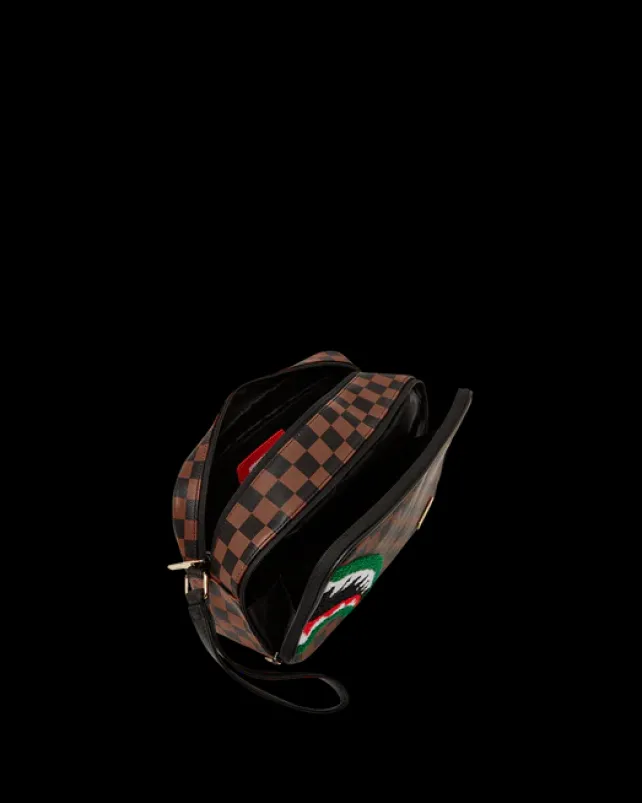 TOILETRIES AKA MONEY BAGS>SPRAYGROUND ROMEO AIR ITALIA SHARK TOILETRY BAG