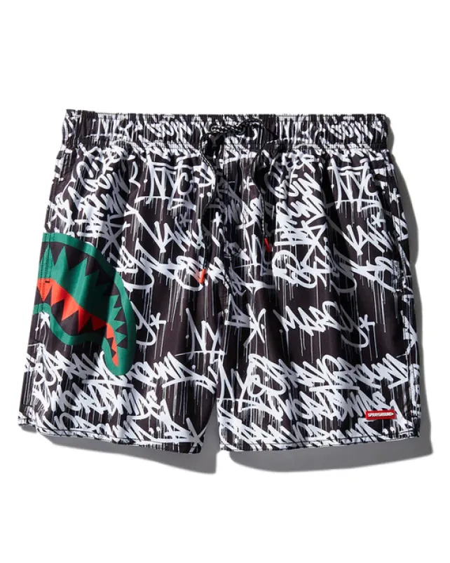 SWIMWEAR>SPRAYGROUND SCRIBBLE SHARK SHOTO SWIM TRUNKS