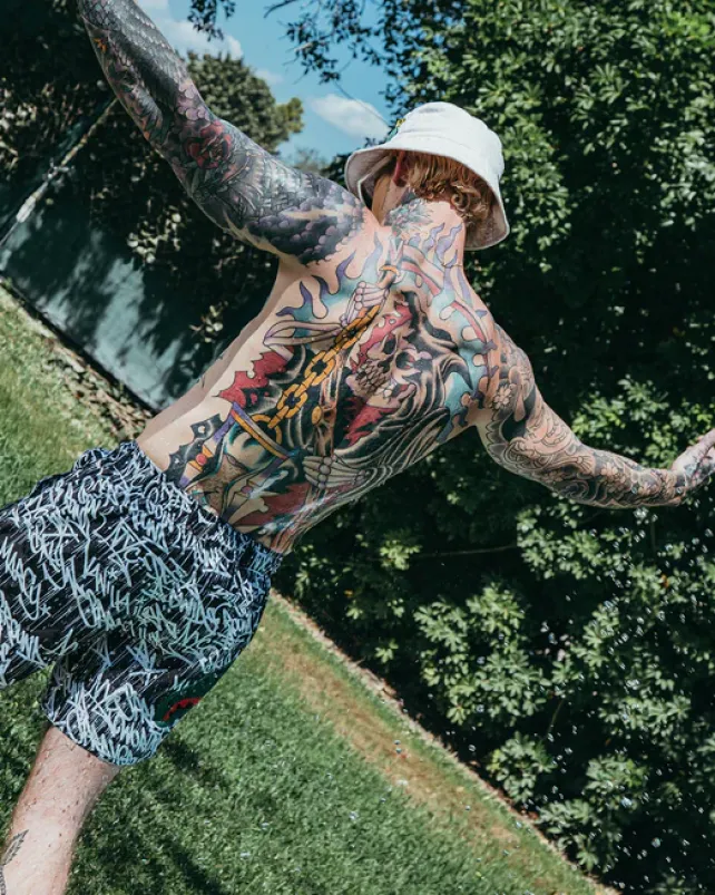 SWIMWEAR>SPRAYGROUND SCRIBBLE SHARK SHOTO SWIM TRUNKS