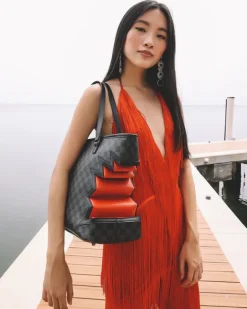 TOTES>SPRAYGROUND SHARK BITE SHARKS IN PARIS GRAY TOTE