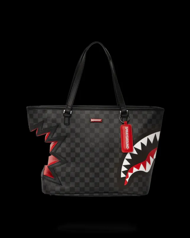 TOTES>SPRAYGROUND SHARK BITE SHARKS IN PARIS GRAY TOTE
