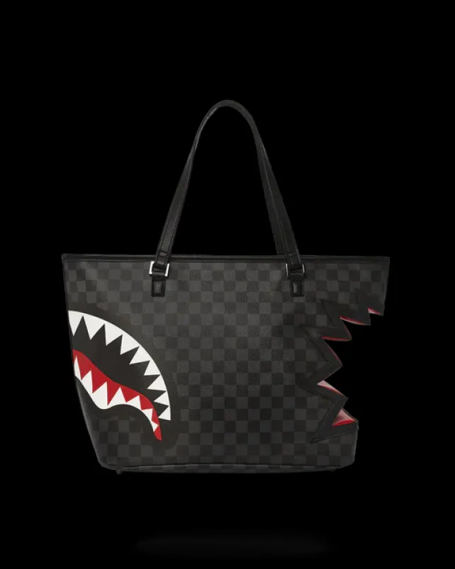 TOTES>SPRAYGROUND SHARK BITE SHARKS IN PARIS GRAY TOTE