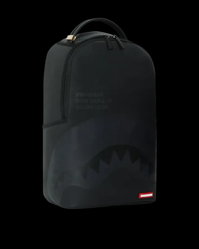 BACKPACKS>SPRAYGROUND SHARK CENTRAL (BLK ON BLK) BACKPACK (DLXV)