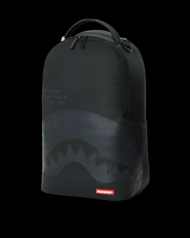 BACKPACKS>SPRAYGROUND SHARK CENTRAL (BLK ON BLK) BACKPACK (DLXV)