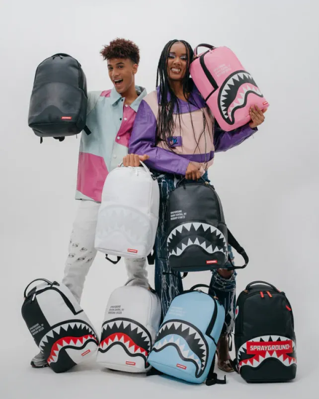BACKPACKS>SPRAYGROUND SHARK CENTRAL SPLIT BACKPACK BLK/WHT (DLXV)