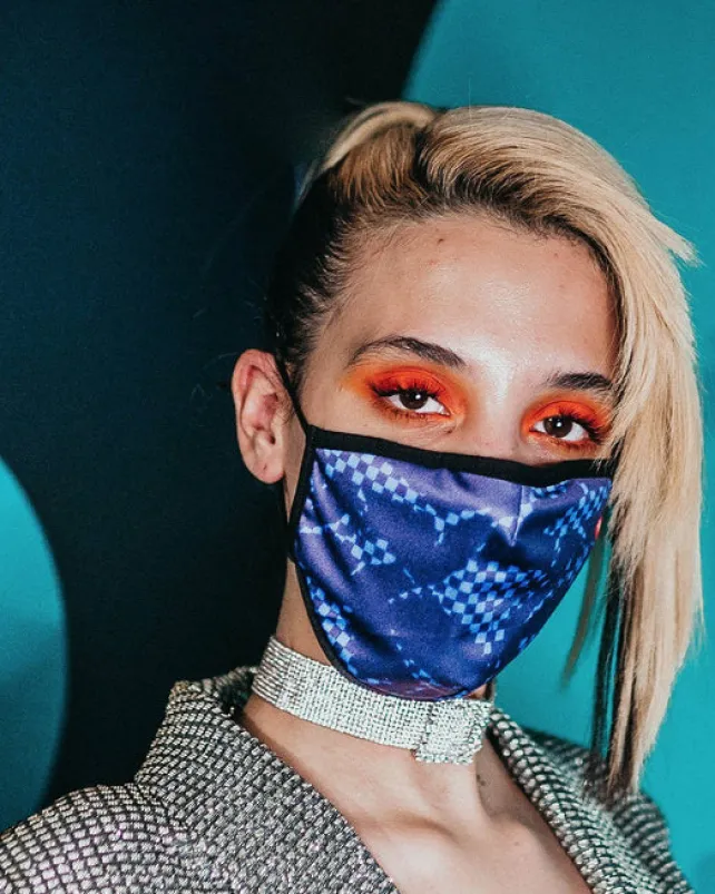 FACE MASKS>SPRAYGROUND SHARK CHECK (BLUE) FACE MASK
