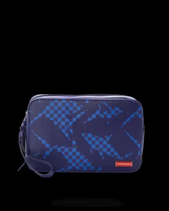 TOILETRIES AKA MONEY BAGS>SPRAYGROUND SHARK CHECK (BLUE) TOILETRY