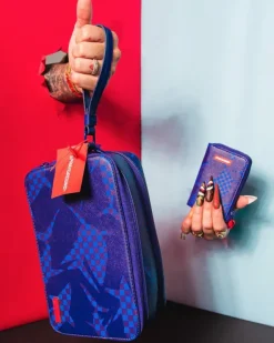TOILETRIES AKA MONEY BAGS>SPRAYGROUND SHARK CHECK (BLUE) TOILETRY