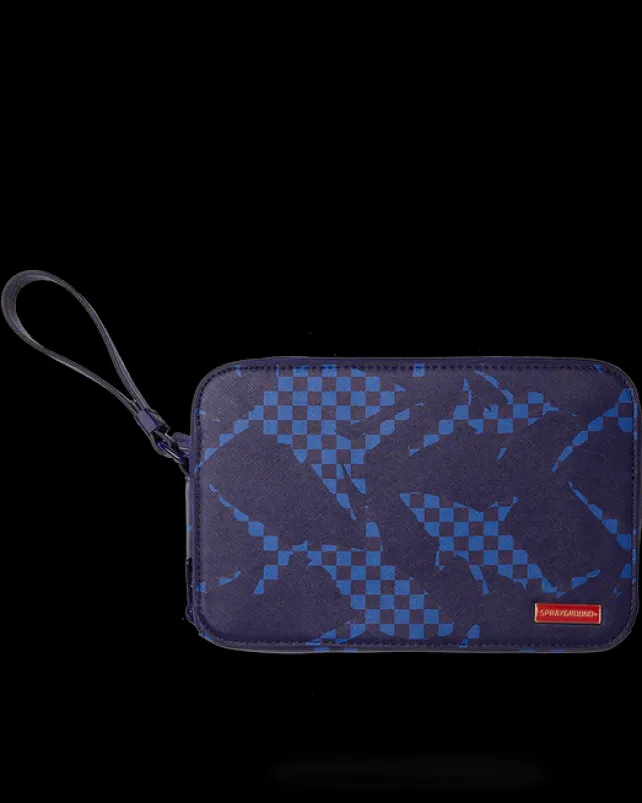 TOILETRIES AKA MONEY BAGS>SPRAYGROUND SHARK CHECK (BLUE) TOILETRY