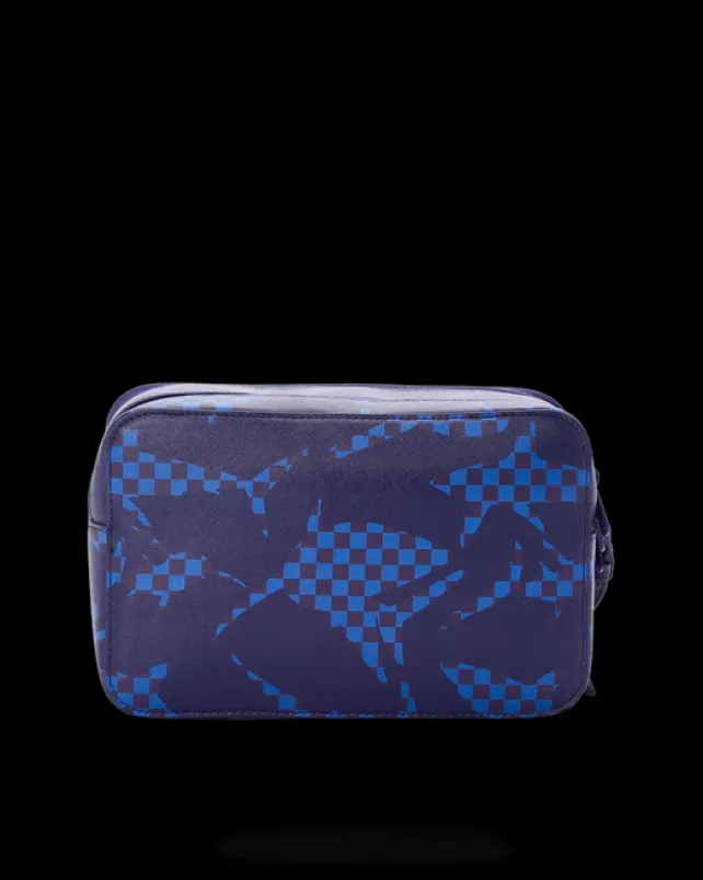 TOILETRIES AKA MONEY BAGS>SPRAYGROUND SHARK CHECK (BLUE) TOILETRY