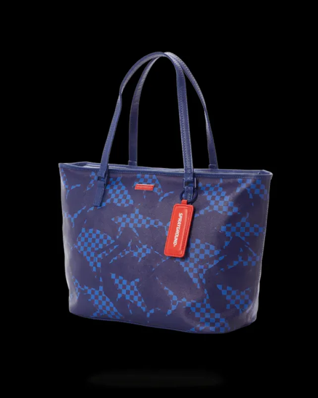 TOTES>SPRAYGROUND SHARK CHECK (BLUE) TOTE