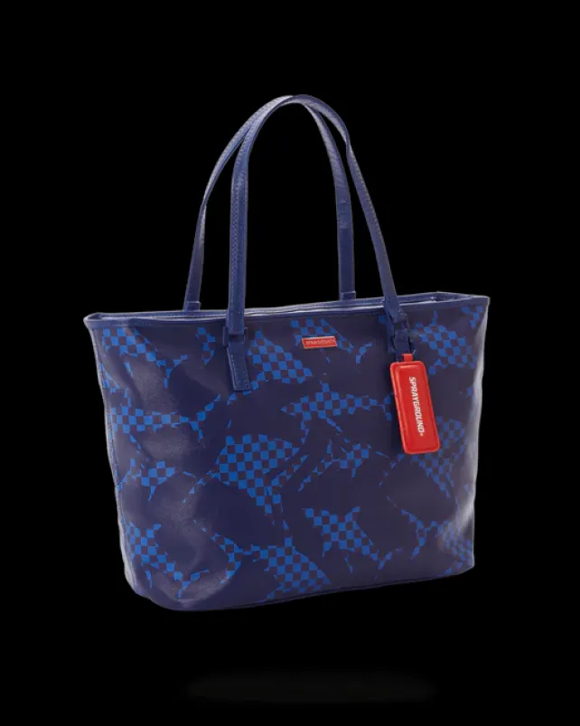 TOTES>SPRAYGROUND SHARK CHECK (BLUE) TOTE