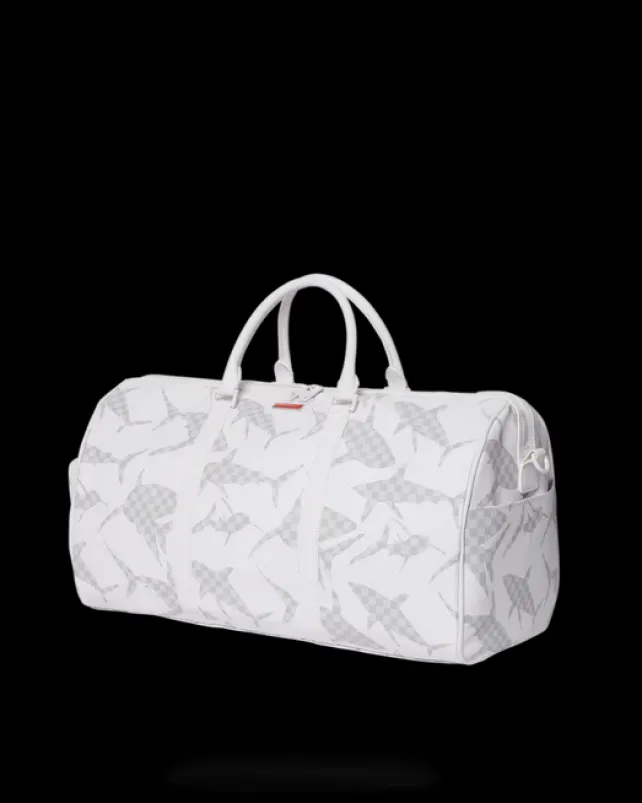 DUFFLES>SPRAYGROUND SHARK CHECK (WHITE) DUFFLE