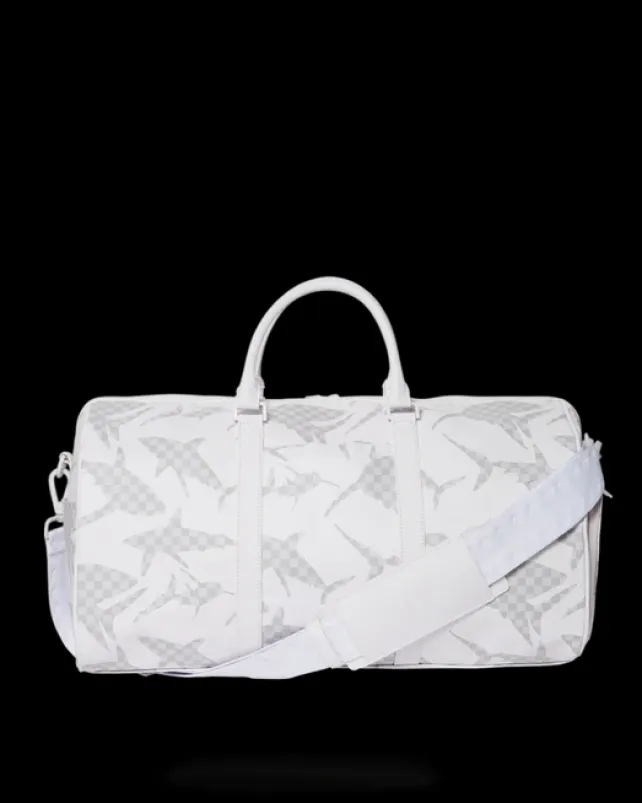 DUFFLES>SPRAYGROUND SHARK CHECK (WHITE) DUFFLE