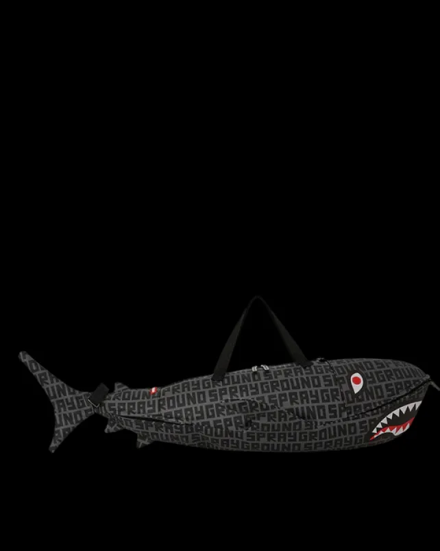 DUFFLES>SPRAYGROUND SHARKFINITY STEALTH PILOT SHARK SHAPE DUFFLE