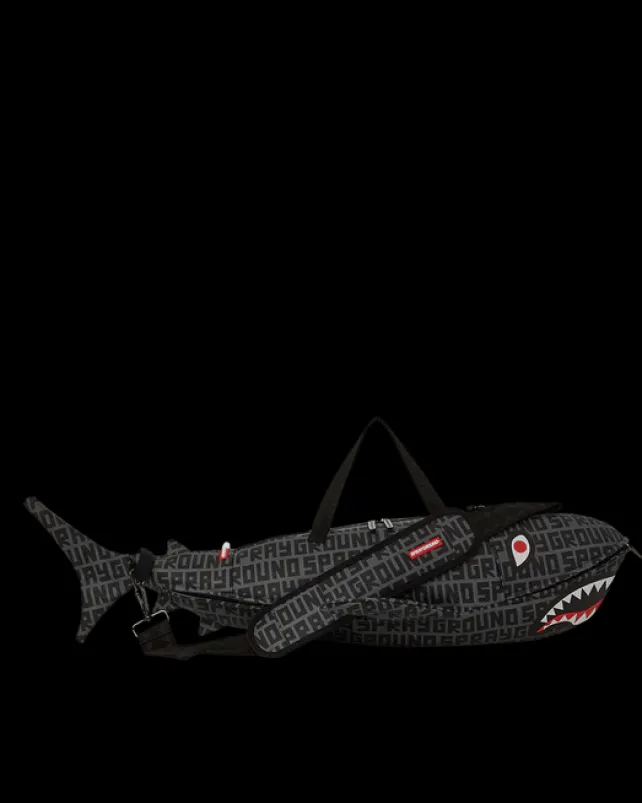 DUFFLES>SPRAYGROUND SHARKFINITY STEALTH PILOT SHARK SHAPE DUFFLE