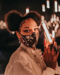 FACE MASKS>SPRAYGROUND SHARKFLOWER VEGAN LEATHER FACE MASK