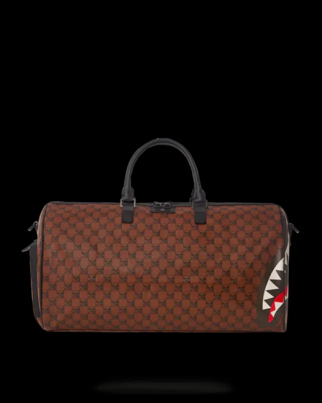 DUFFLES>SPRAYGROUND SHARKS AND SKULLS DUFFLE