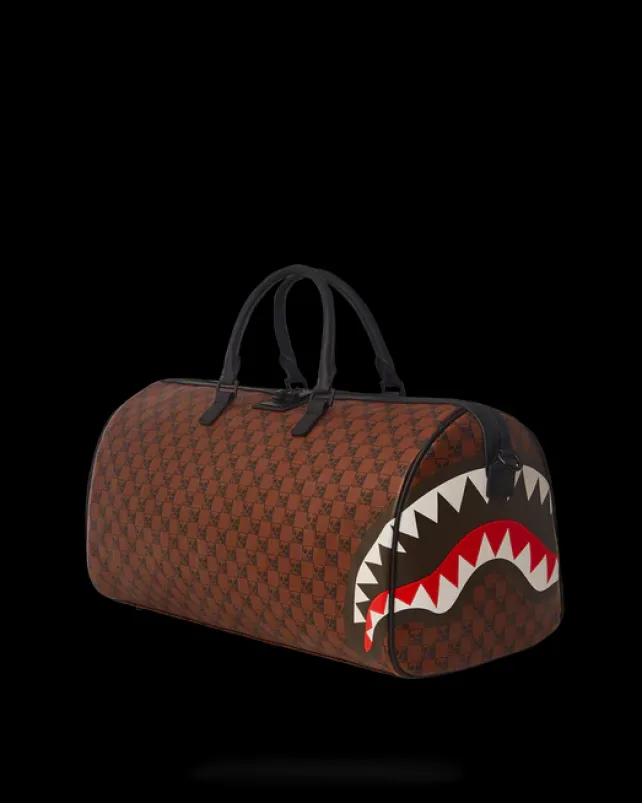 DUFFLES>SPRAYGROUND SHARKS AND SKULLS DUFFLE