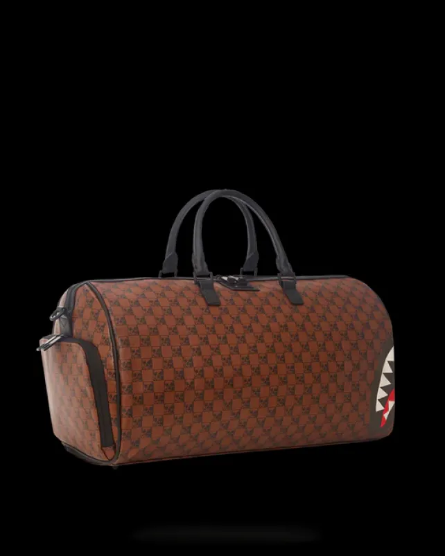DUFFLES>SPRAYGROUND SHARKS AND SKULLS DUFFLE