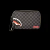 TOILETRIES AKA MONEY BAGS>SPRAYGROUND SHARKS IN PARIS (BLACK CHECKERED EDITION) TOILETRY AKA MONEY BAGS