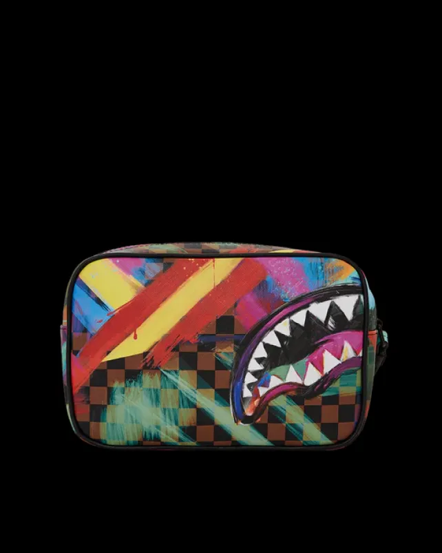 TOILETRIES AKA MONEY BAGS>SPRAYGROUND SHARKS IN PARIS CITY STREAKS TOILETRY BAG