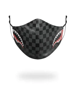 FACE MASKS>SPRAYGROUND SHARKS IN PARIS (GRAY) VEGAN LEATHER FACE MASK