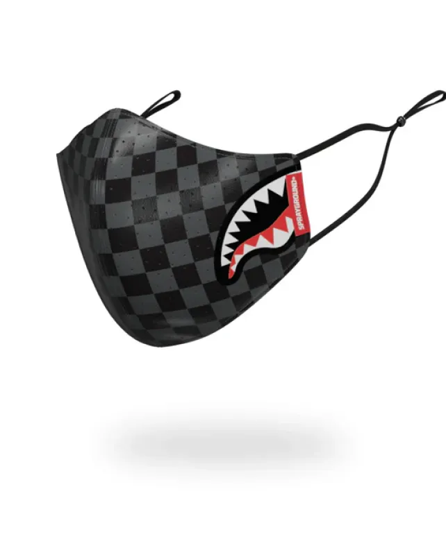 FACE MASKS>SPRAYGROUND SHARKS IN PARIS (GRAY) VEGAN LEATHER FACE MASK