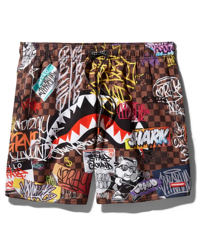 SWIMWEAR>SPRAYGROUND SHARKS IN PARIS JETSKI SWIM TRUNKS