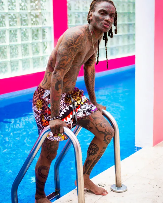 SWIMWEAR>SPRAYGROUND SHARKS IN PARIS JETSKI SWIM TRUNKS