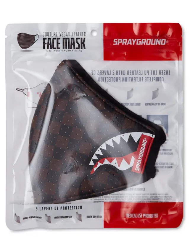 FACE MASKS>SPRAYGROUND SHARKS IN PARIS VEGAN LEATHER FACE MASK