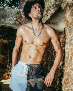 SWIMWEAR>SPRAYGROUND SPLIT BITE CAMO SHOTO SWIM TRUNKS