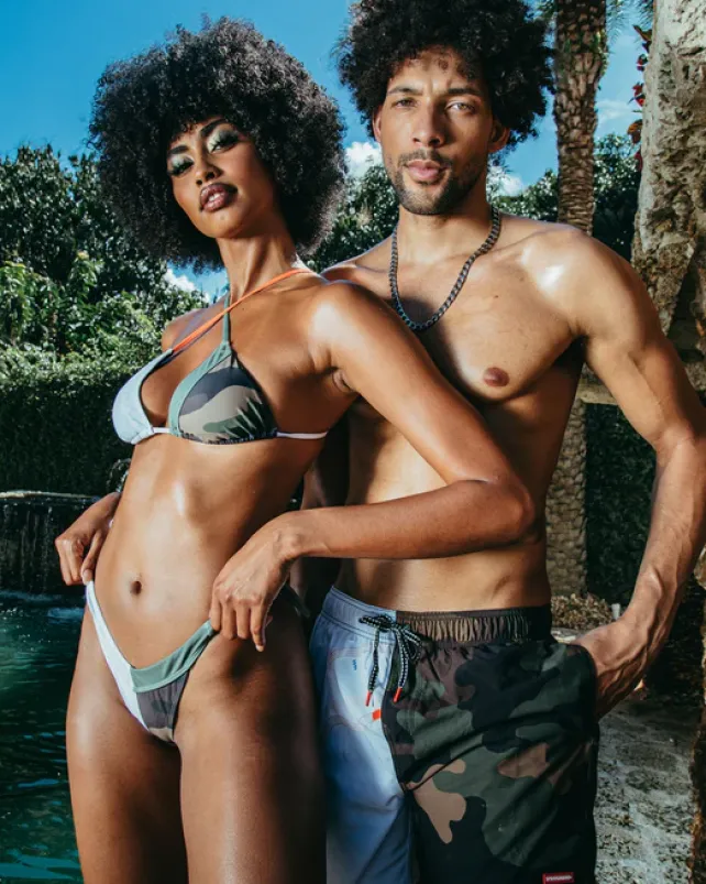 SWIMWEAR>SPRAYGROUND SPLIT BITE CAMO SHOTO SWIM TRUNKS