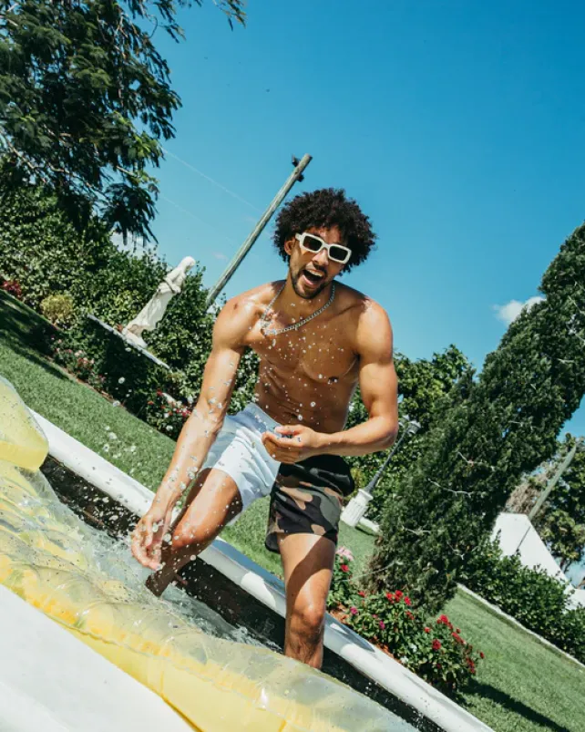 SWIMWEAR>SPRAYGROUND SPLIT BITE CAMO SHOTO SWIM TRUNKS