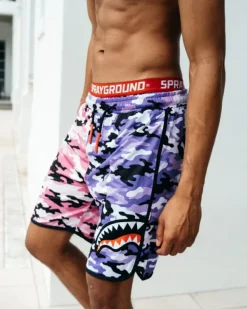 SWIMWEAR>SPRAYGROUND SPLIT CAMO CORTO SWIM TRUNKS