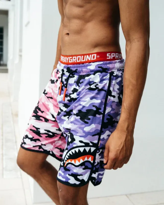 SWIMWEAR>SPRAYGROUND SPLIT CAMO CORTO SWIM TRUNKS