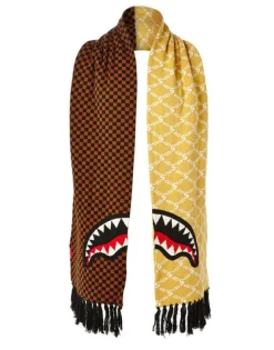 SKI MASKS>SPRAYGROUND SPLIT CHECKERED SHARK SCARF