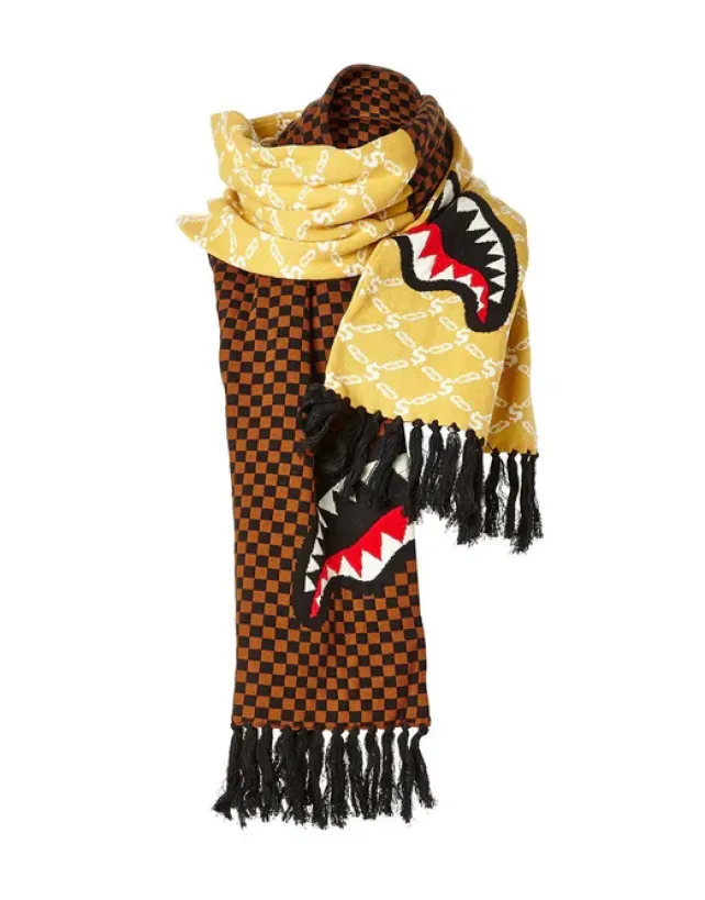 SKI MASKS>SPRAYGROUND SPLIT CHECKERED SHARK SCARF